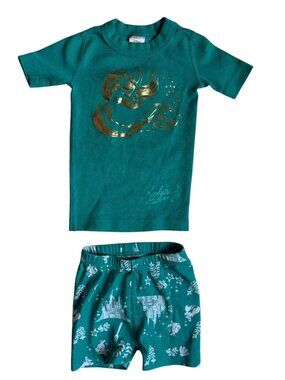 Hanna Andersson x Disney Girls' Little Mermaid Short Pajama Set (Teal) - 3T
